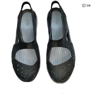 Crocs Shoes Womens Size 9W Black/Gray Kadee Slingback Flats Ballet Comfort